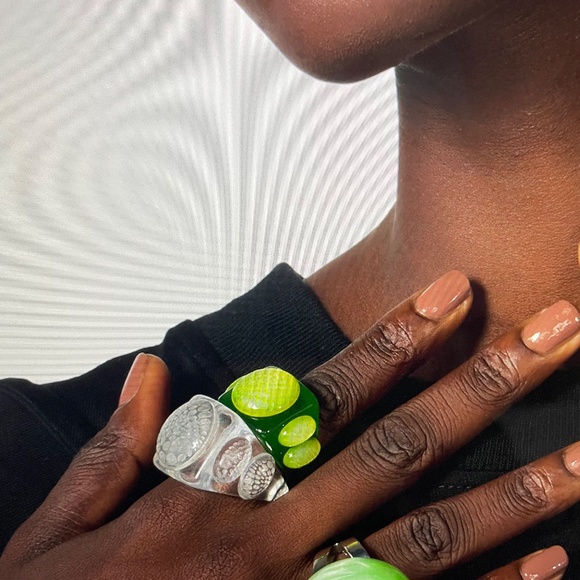 JEAN PAUL GAULTIER X La Manso The Ice Cube Ring clear recycled plastic NWT - Picture 5 of 7